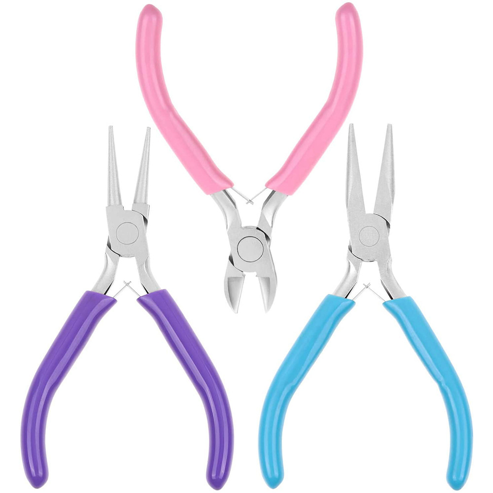 3pcs Jewelry Making Pliers Tools with Needle Nose Pliers Round Nose Plier and Wire Cutter for Jewelry Repair Wire Wrapping Craft