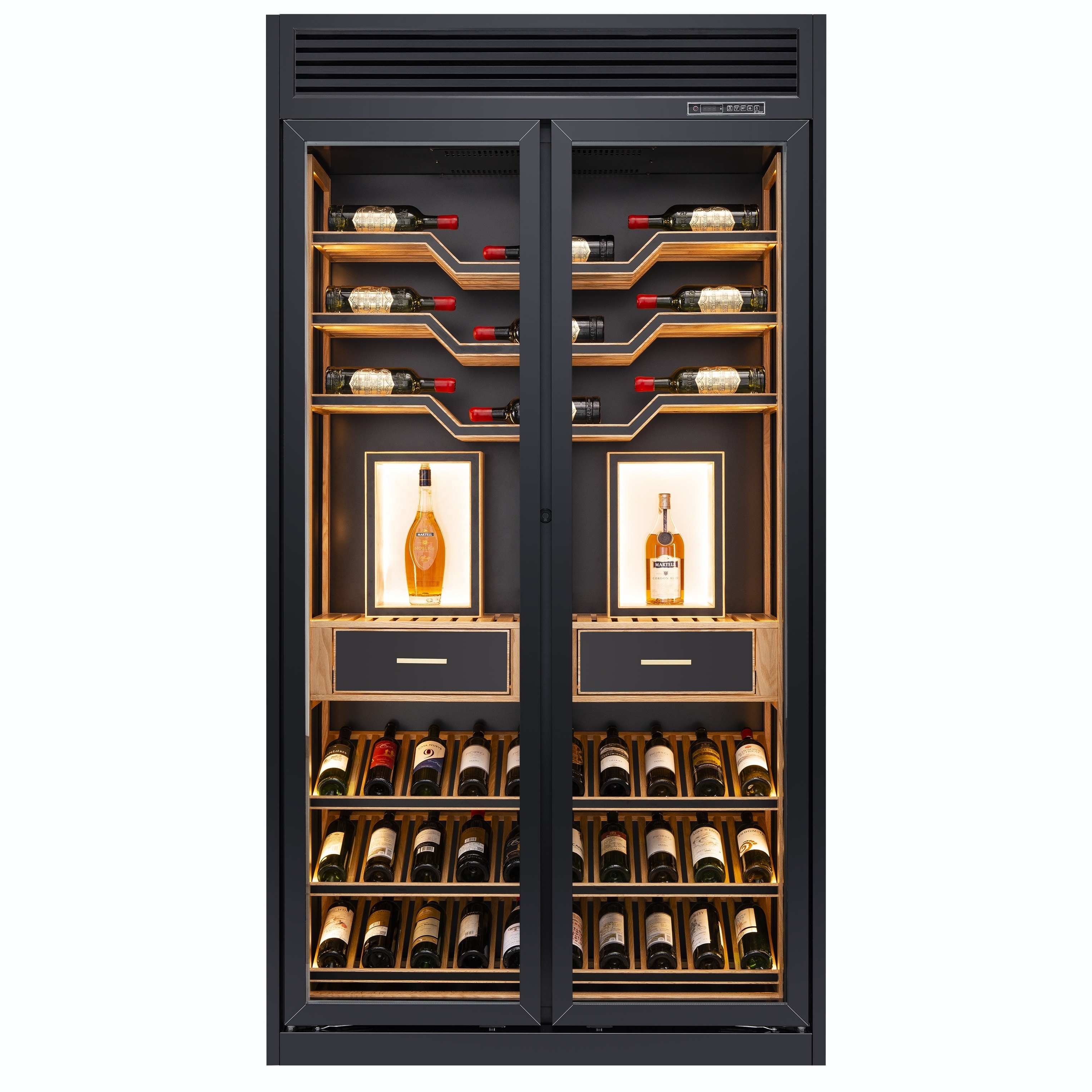 bottle tall large capacity Wine fridge freestanding wooden shelf wine cooler customized