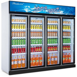 High Quality Energy Saving  4 door Beverage Cooling Refrigerator,drink beer milk yogurt flower vegetable display refrigerator