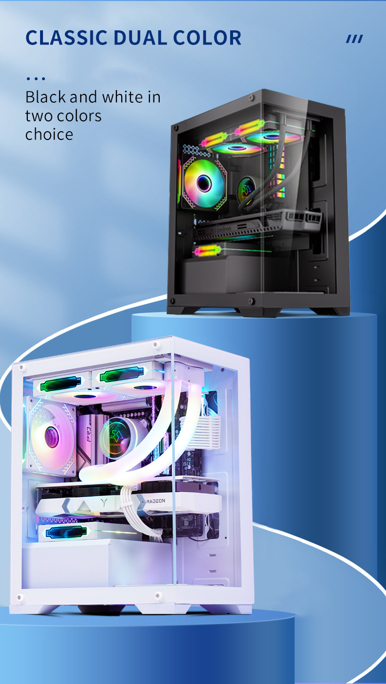 SNOWMAN Newest Design Gaming M-ATX / Mini-ITX Computer Case PC Gaming CPU Cooler Mid Tower Gaming Pc Cabinet