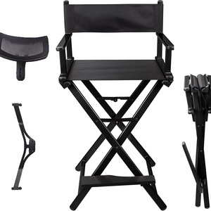 Foldable Makeup Artist Stool Chair Portable Tall Folding Directors Chair Aluminum Makeup Chair with Headrest