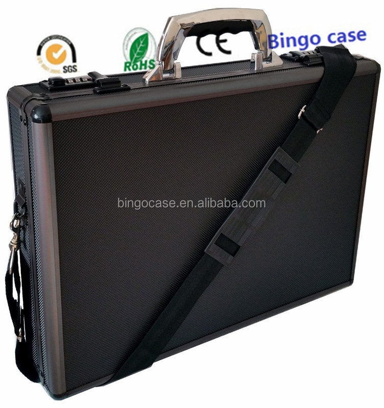 Aluminum Executive Laptop Padded Briefcase Attache Case Black / Gun Metal