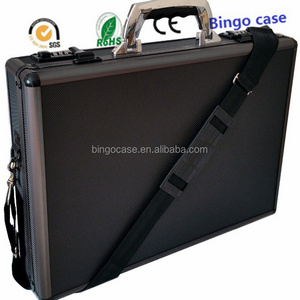 Aluminum Executive Laptop Padded Briefcase Attache Case Black / Gun Metal