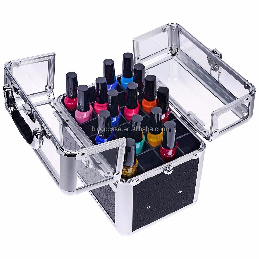 Aluminum Clear Top Nail Polish/nail Accessories Organizer-clear Top Makeup Case Fashion Small Lipstick Vanity Case Small Open