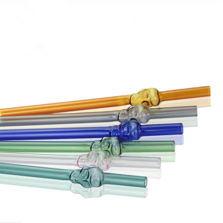 10*200 Mm Unique Design Zombie Head Straight Glass Drinking Straw 1 Piece Modern Bar Accessories Colorful 16 Oz High Ball Glass