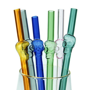 10*200 Mm Unique Design Zombie Head Straight Glass Drinking Straw 1 Piece Modern Bar Accessories Colorful 16 Oz High Ball Glass