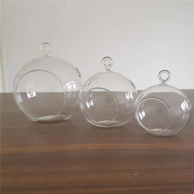 Clear wall hanging glass terrarium for plant ball globe shape pot planter