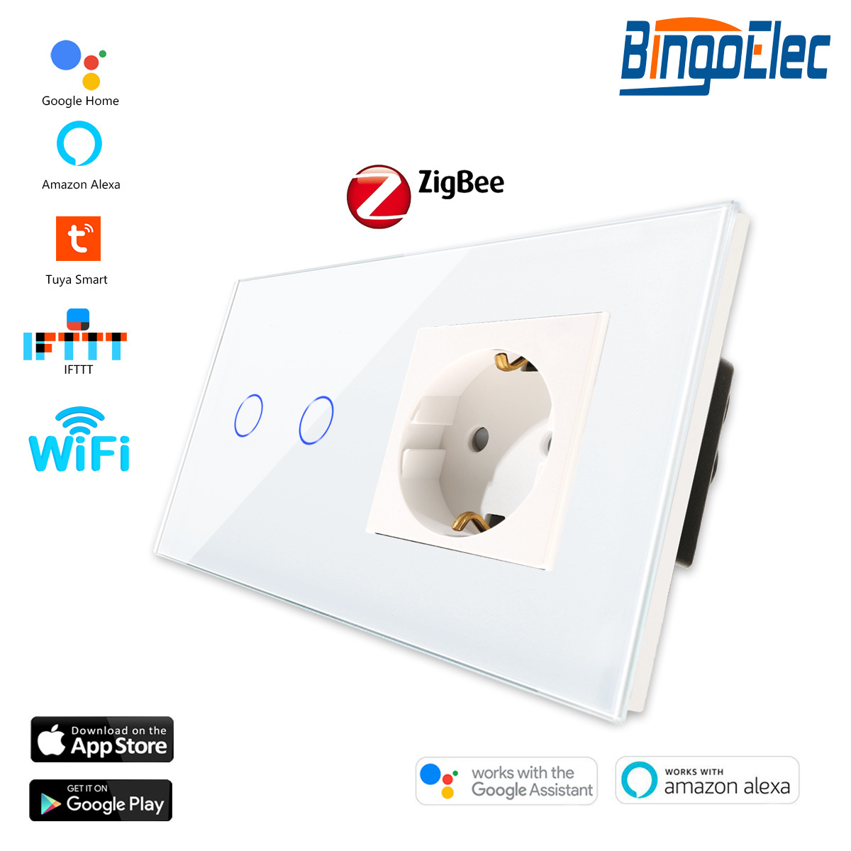 Bingoelec Wholesale Wireless Remote Control Light Wall Socket Home Tuya Zigbee Smart Switch