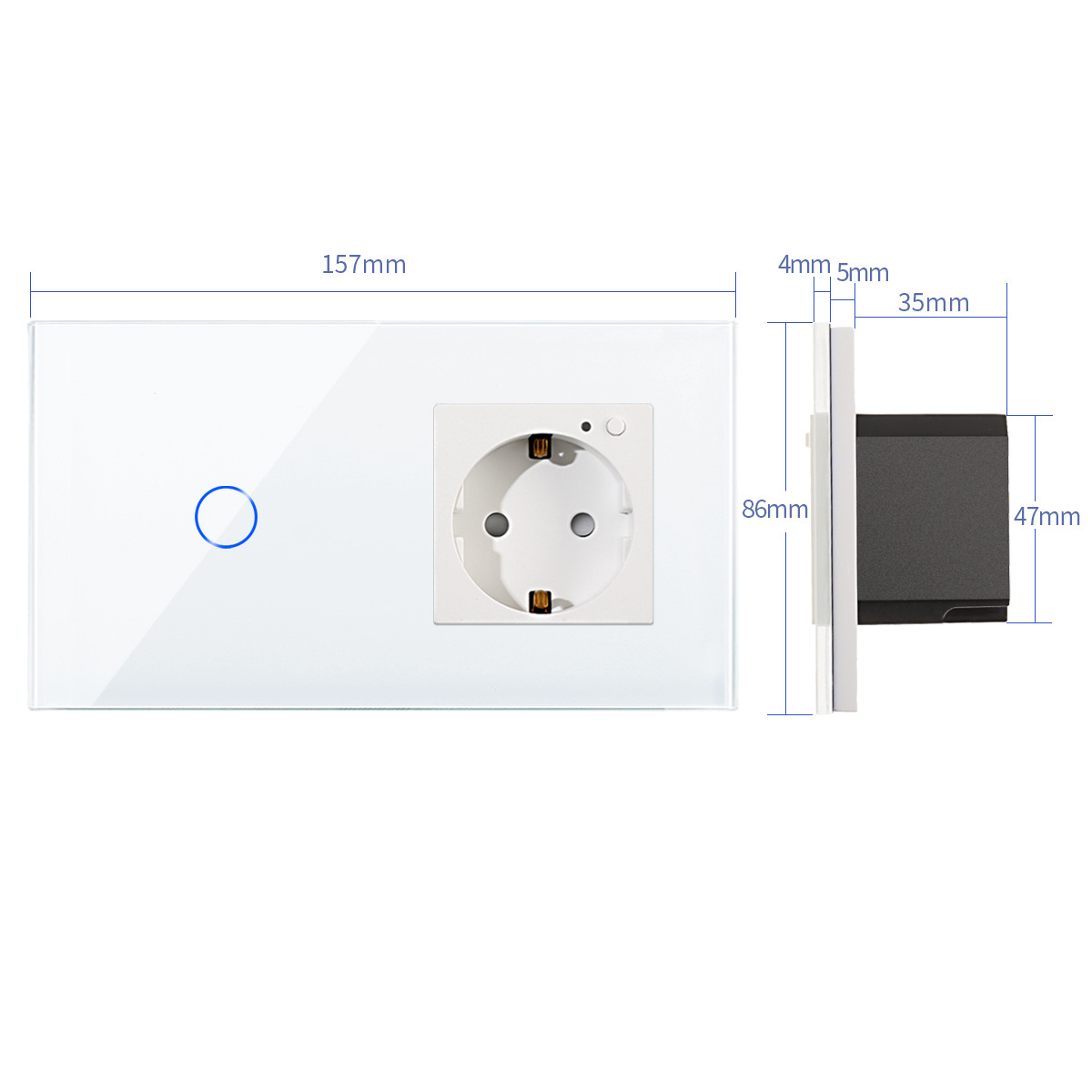 Bingoelec Google Alexa Voice control 1 Gang Smart  Wifi Touch Light Switch and socket europe model Tuya App