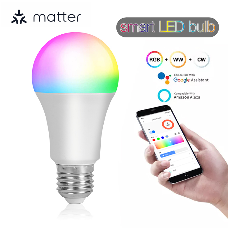 Bingoelec Matter Light Bulbs Energy Saving Smart LED Bulb Light 16 Million Colors App Control Smart Light Bulbs