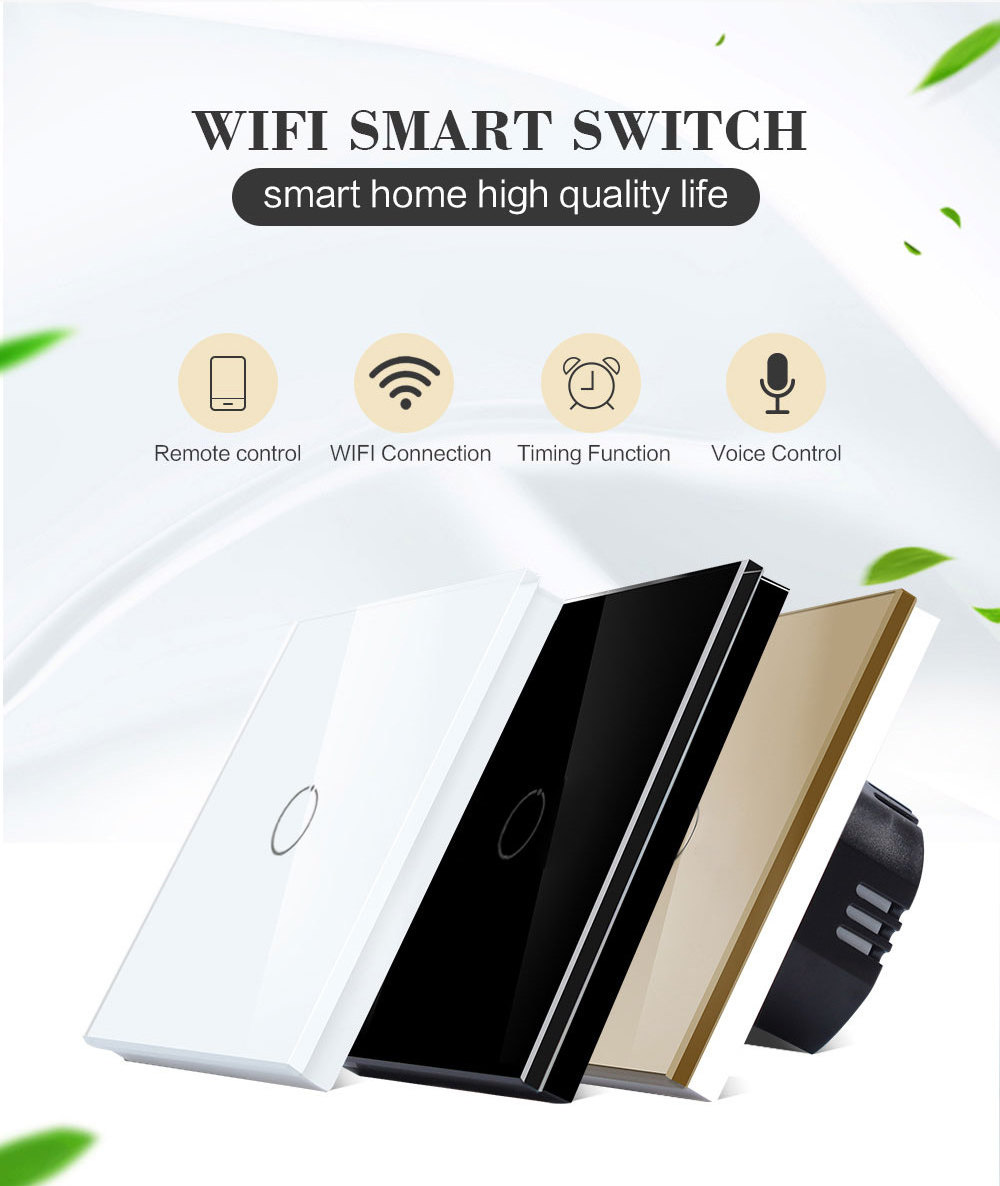 Jimeida 2023 Promotion Cheap Wifi Switch Touch Screen Glass 1gang Live Neutral touch switch 1000W Smart Wall Touch Switch