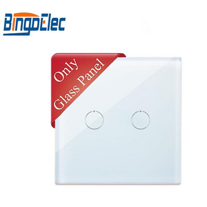 Bingoelec hot sale Touch wall switch glass panel 2 gang with iron frame 86*86mm  for home hotel office