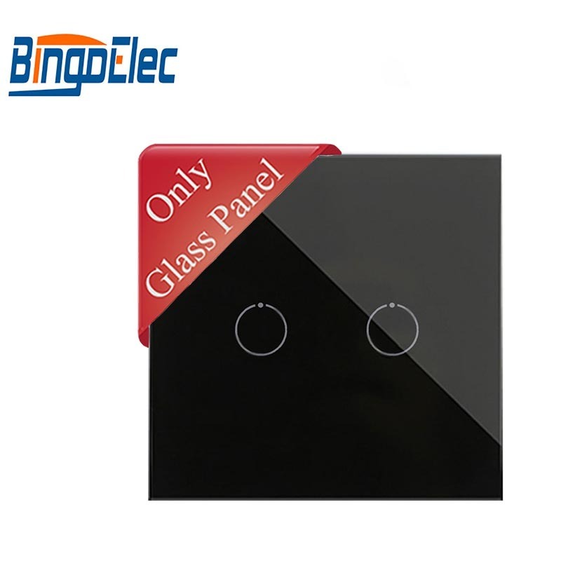 Bingoelec hot sale Touch wall switch glass panel 2 gang with iron frame 86*86mm  for home hotel office