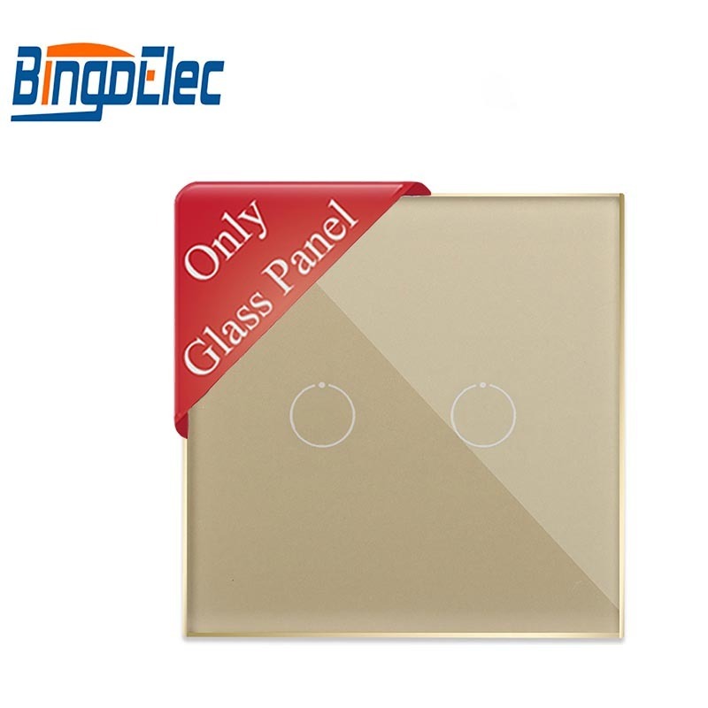 Bingoelec hot sale Touch wall switch glass panel 2 gang with iron frame 86*86mm  for home hotel office