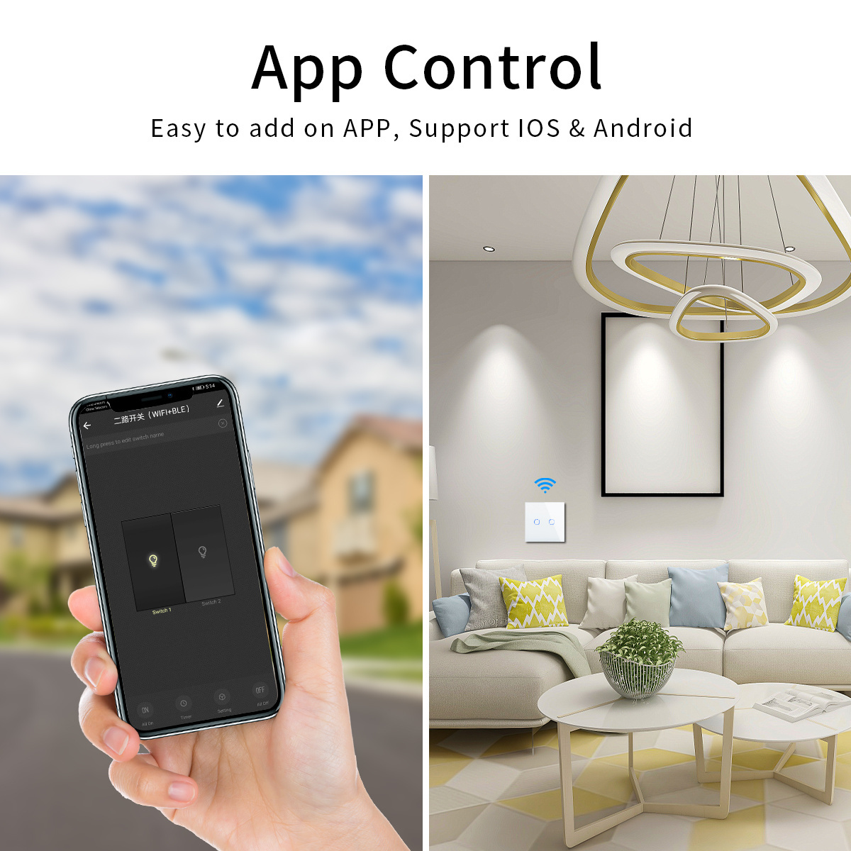 Bingoelec Tuya smart touch switch wireless remote control Smart Life Home Light Switch with APP Voice Control