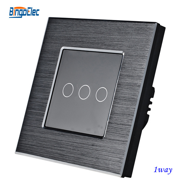 BingoElec Tuya Smart Life 3 Gang 1Way Aluminum Panel WIFI wall Touch Switch 1600W Smart light switch no neutral