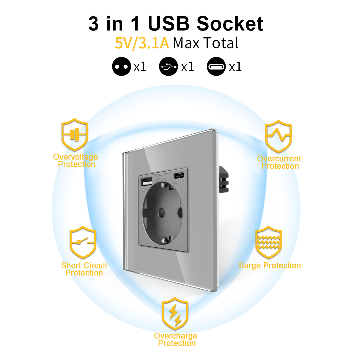 Wholesale Bingoelec Eu Standard Home Germany Power Electric Wall Switch Socket With Usb Ports