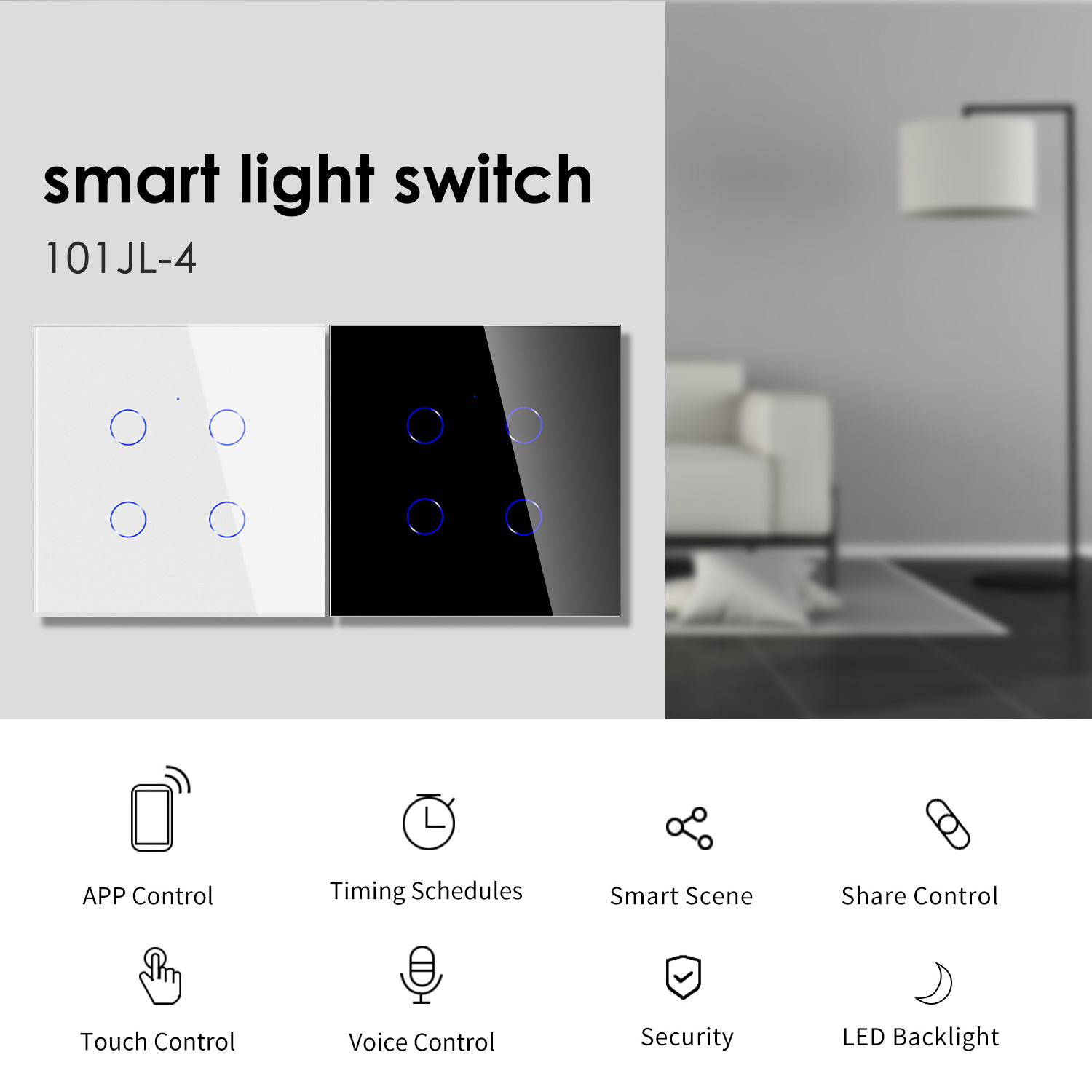 Bingoelec EU Glass Tuya Remote Control Light  Wall Interruptor Inteligente Smart Home Wifi Switch