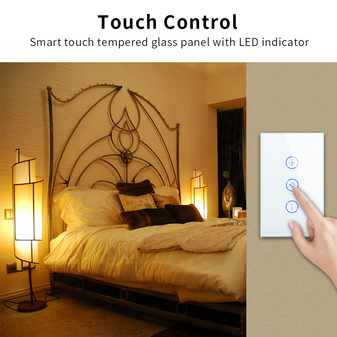 Bingoelec Glass Panel US 118 Standard APP Voice Control Smart Touch Led light Zigbee Dimmer Switches