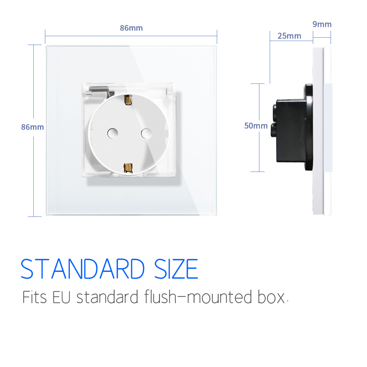 Bingoelec 250V EU Standard 16A Power Socket Glass Panel children protection  Wall Socket With Waterproof  transparent Cover