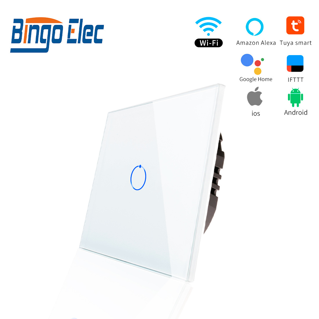 Bingoelec Tuya smart touch switch wireless remote control Smart Life Home Light Switch with APP Voice Control