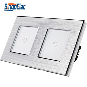 Bingoelec Smart Life Switch Double Frame 2 Gang 1 Way WIFI Switch EU/UK Size 1 Gang + 1 Gang Aluminum Panel WIFI Smart Switch