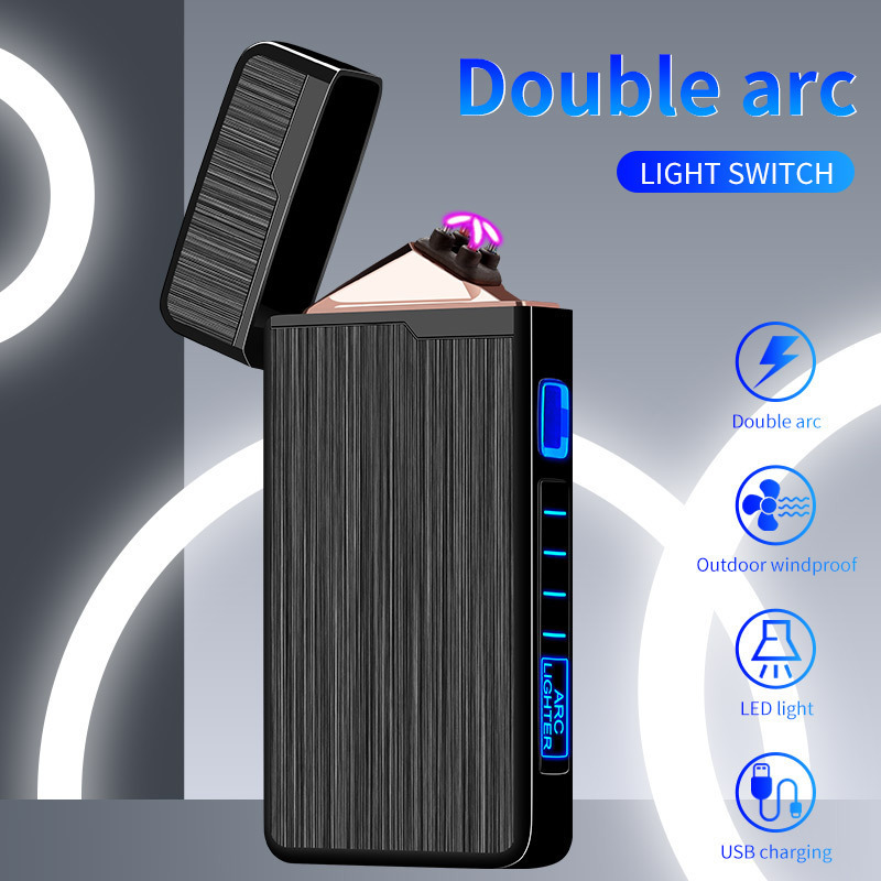 Creative New Rechargeable Usb Wholesale Metal Cigarette Flameless Dual Arc Classic Plasma Electric Lighter