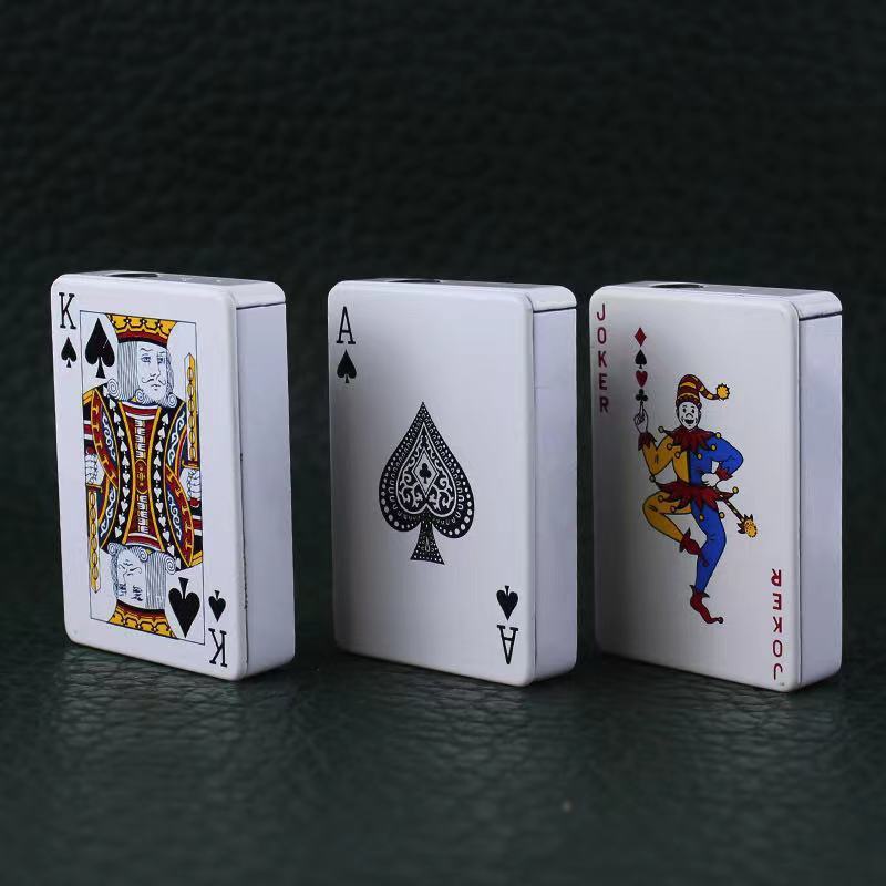 Hot Sale Poker Card Shaped Lighters Flame Poker Lighter for Cigarette Creative UV gas rechargeable butane lighter