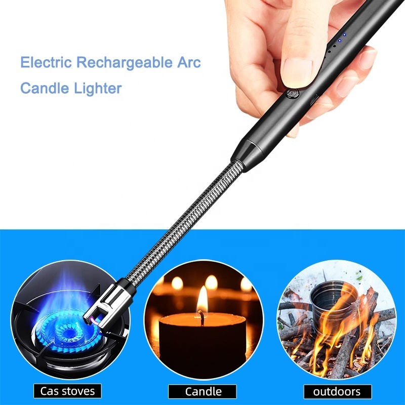 Windproof Arc pulse fire igniter 360 Degree Free Rotation BBQ Stove Lighter USB Rechargeable Electric Candle Lighter