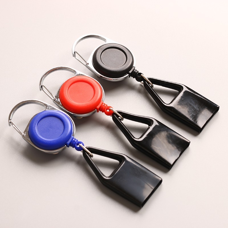 Custom factory price Canned Leather Stretch Buckle Lighter Holder Key chain premium  Lighter Retractable Leash