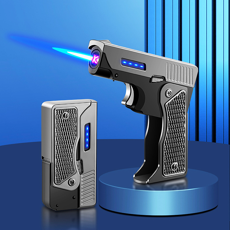 2 IN 1 Jet Torch Arc Electric Gun Lighter USB Rechargeable& Butane Refillable Plasma Lighters for Candle pistol Lighter