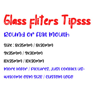 Glass filter tips round mouth or flat mouth glass tips Glass with different size and colors