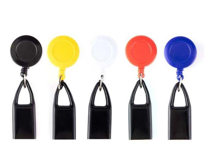 wholesale Custom logo round mini premium retractable keychain clip safe lighter clip holder leash