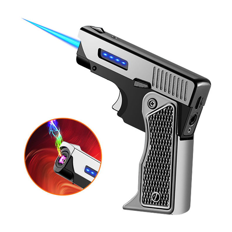 In stock 2 IN 1 Jet Torch Arc Electric Gun Lighter USB Rechargeable& Butane Refillable Plasma Lighters for Candle pistol Lighter