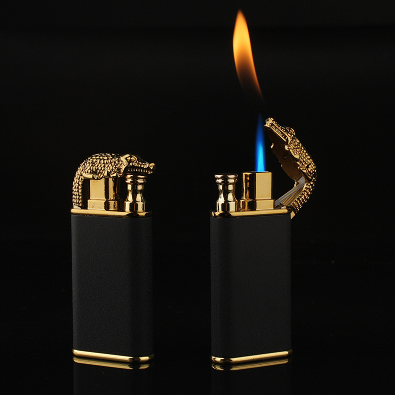 Promotional Gift Jet Lighters windproof Butane Gas Dual Flame Lighters metal retro replenished lighter