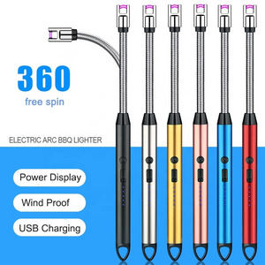 Windproof Arc pulse fire igniter 360 Degree Free Rotation BBQ Stove Lighter USB Rechargeable Electric Candle Lighter