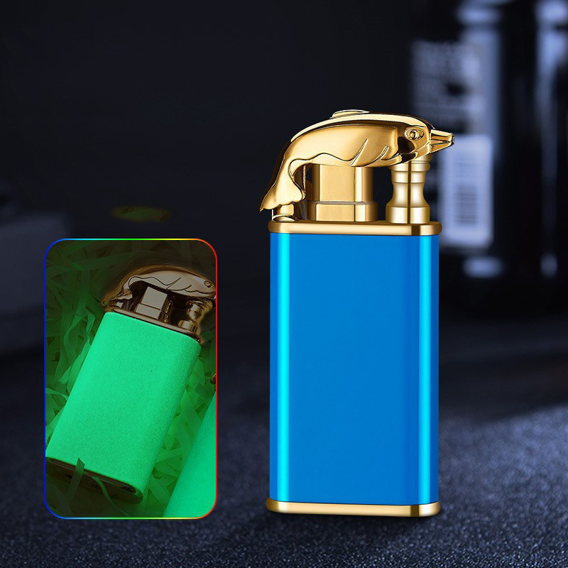 Promotional Gift Jet Lighters windproof Butane Gas Dual Flame Lighters metal retro replenished lighter