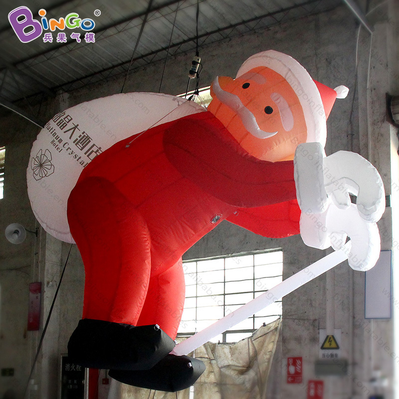 Shopping Mall Christmas Decoration Inflables Navidad Exterior Climbing Wall Giant Inflatable Santa Claus