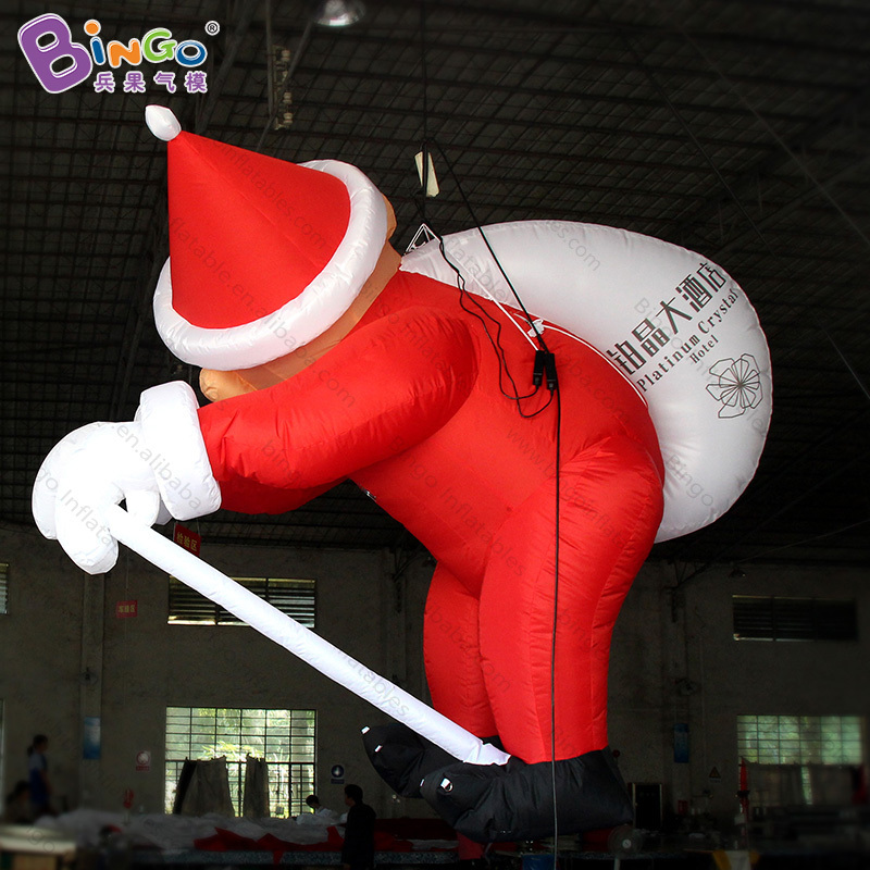 Shopping Mall Christmas Decoration Inflables Navidad Exterior Climbing Wall Giant Inflatable Santa Claus