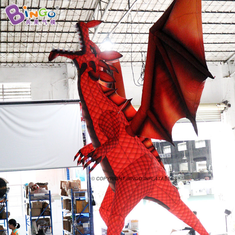 Customized Hanging Inflatable Flying Red Dragon With Wings Cartoon Advertising Decoration For Display Outdoor Party