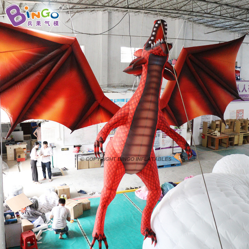 Customized Hanging Inflatable Flying Red Dragon With Wings Cartoon Advertising Decoration For Display Outdoor Party