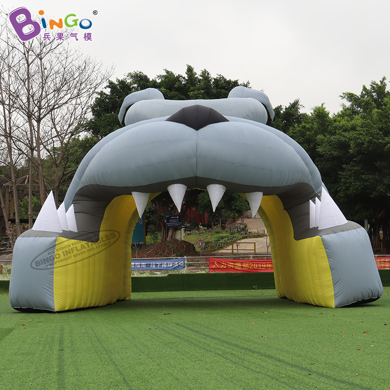 Custom Made 7.3x6.1x5.2mH Giant Inflatable Tunnel Tent Outdoor Advertising Inflatable Bulldog Tunnel Balloon Tent For Decoration