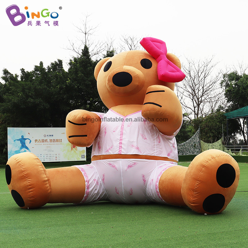 Custom Made 6x3.7x5mH Plush Giant Bear Balloon Model Party Decoration Inflatable Animal Toys For Advertising Decoration