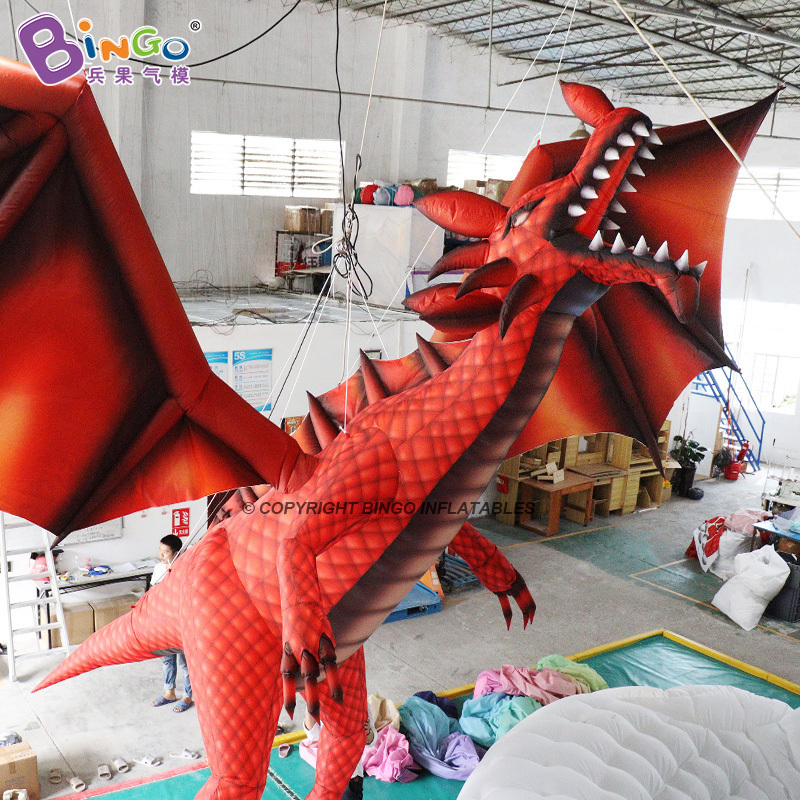 Customized Hanging Inflatable Flying Red Dragon With Wings Cartoon Advertising Decoration For Display Outdoor Party