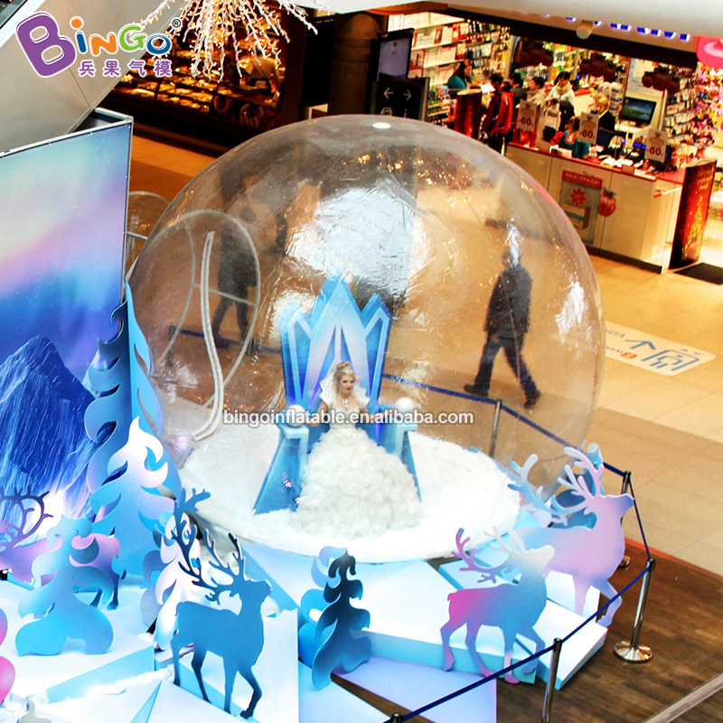 Transparent Christmas Decoration Inflatable Lighted Snow Globe Giant Inflatable Christmas Snow Balls