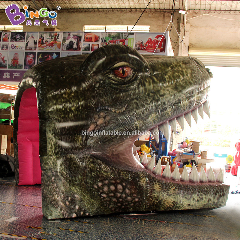 COMMERCIAL USE 3.9x3.36x3.32mh inflatable dinosaur head tunnel tent inflating bespoke vivid dragon head model tunnel