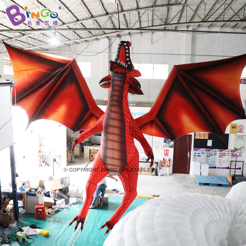 Customized Hanging Inflatable Flying Red Dragon With Wings Cartoon Advertising Decoration For Display Outdoor Party