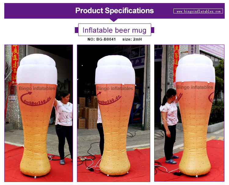 Customized LED Inflatable Beer Mug Model Commercial Using Beer Cup Balloon Giant Inflatable Beer Mug Custom