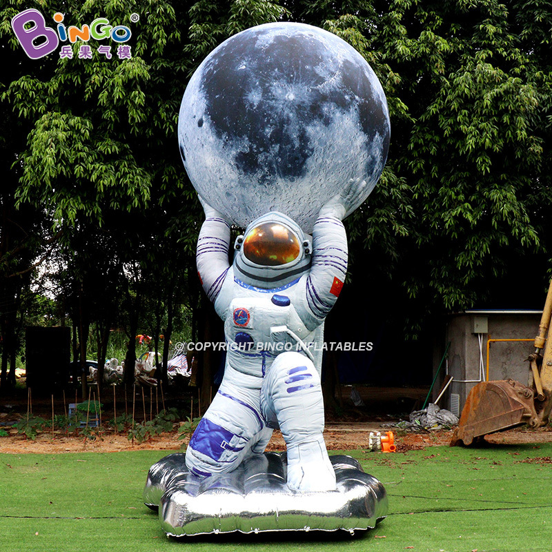 Factory design giant advertising inflatable astronaut with inflatable moon ball for event decoration 5m