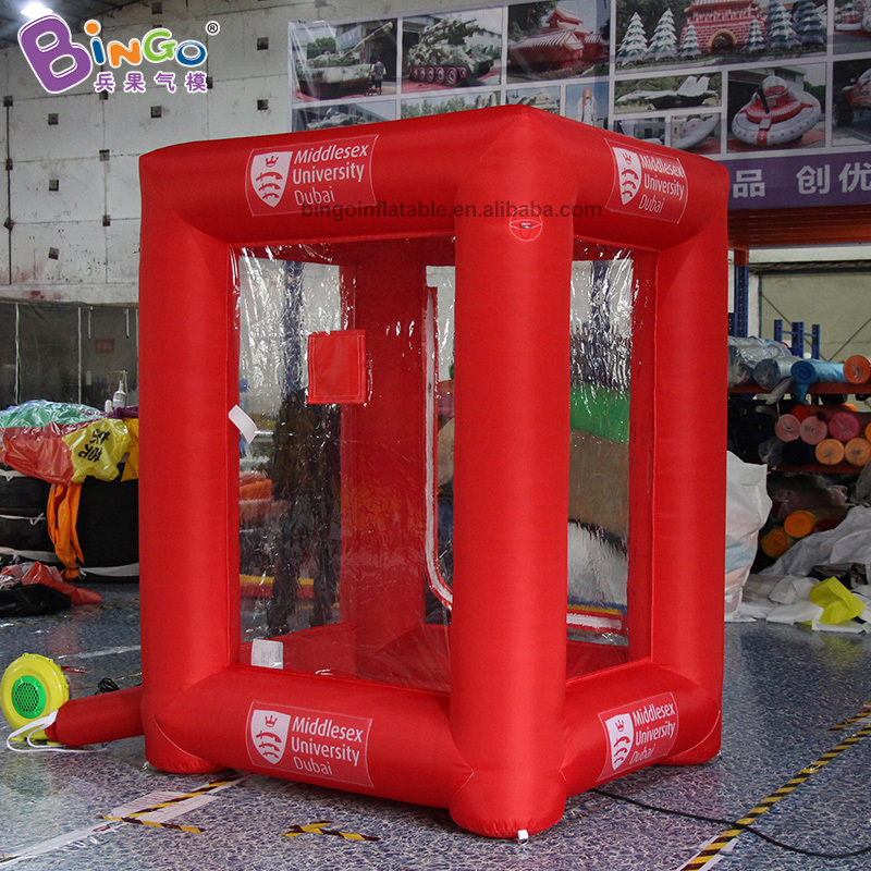 Durable red money box inflatable  machine Inflatable cube money machine toy tent money making machines for sale